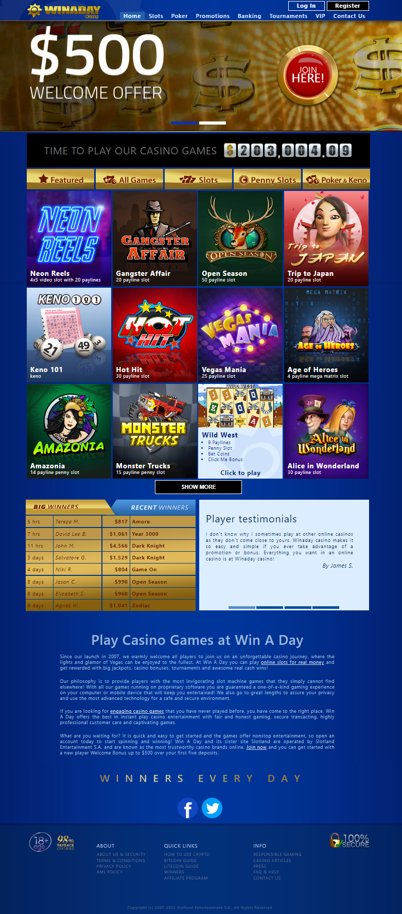 Win a Day Casino Lobby