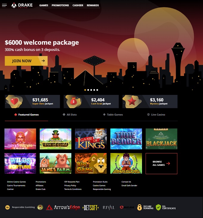 Drake Casino Homepage
