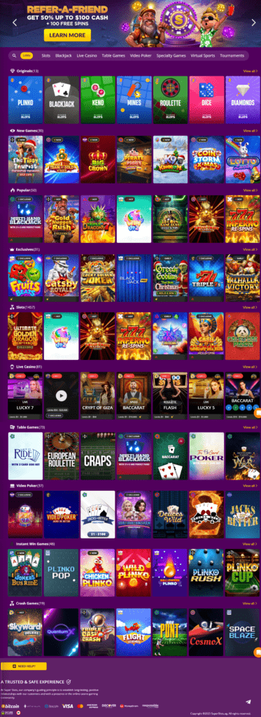 Super Slots Online Casino Lobby