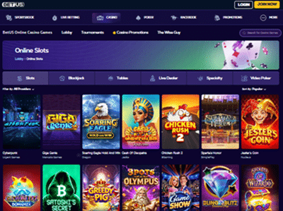 BetUs Online Casino Slots Lobby